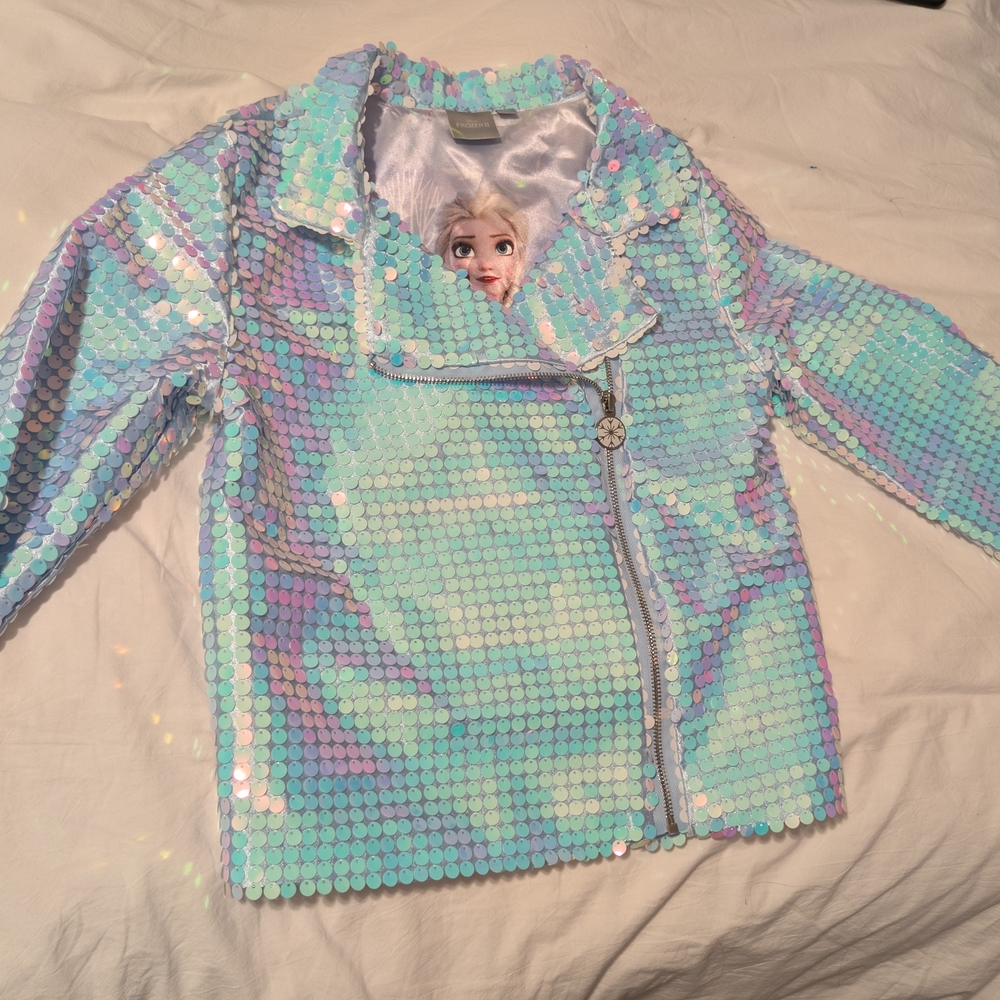 Disney Frozen Iridescent Sequin Moto Jacket Kids